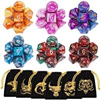 Los mejores  - QMAY Poliédrico Dados- 6 x 7 (42 Piezas) Colores Dobles Dados de Juego- para Dungeons and Dragons DND RPG MTG D20 D12…